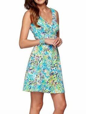 Lilly Pulitzer Shainne V-Neck Dress in “Sea Soiree”